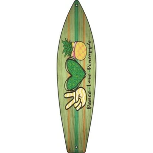 Letrero de tabla de surf Peace Love de metal piña placa de 17"x4,5" puerta de casa garaje pared - Imagen 1 de 1