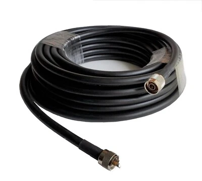 100ft Coax Cable Assembly Jumper Double Shield RG213 UHF PL259 N Male Connectors - Image 1 of 3