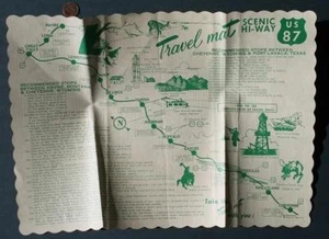 Mantel individual mapa Montana Wyoming US Highway 87 de la década de 1960 Rodeo Hoteles Café DE COLECCIÓN-- - Imagen 1 de 1