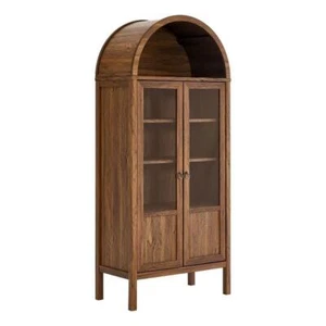 Modway Tessa Wood Tall Storage Display Cabinet with Rounded Arched Top in Walnut - Picture 1 of 4