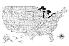 Map of United States, Push Pin Canvas, Personalized or Not, 36x24, 40x27, 47x31