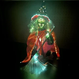Fiber Optic Witch Figurine Light Vintage Halloween Decoration 18” - Picture 1 of 9