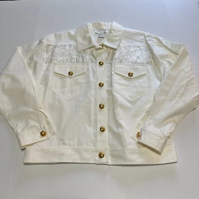 Chaqueta De Colección Don Caster Mujer Talla 10 Estilo Denim Marfil Abotonada Manga Larga Foto 1 de 4