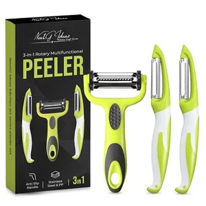 3 In 1 Rotatable Stainless Steel Blade Vegetable Peeler Vertical Serrated & S... - Picture 1 of 8