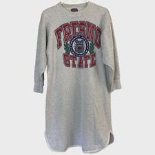 Vintage Fresno State Bulldogs Sweatshirt Dress Pullover Gray Womens Large L
