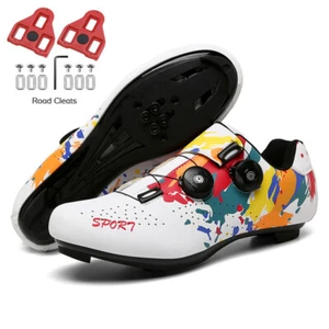Mens Road Bike Shoes Womens Mtb Cycling Shoes Flat Cleat Mountain Biking Boots - Picture 1 of 24