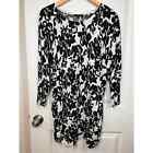 Lane Bryant Sweater Womens Sz 14 16 Tunic Lightweight Floral Ruched Black White