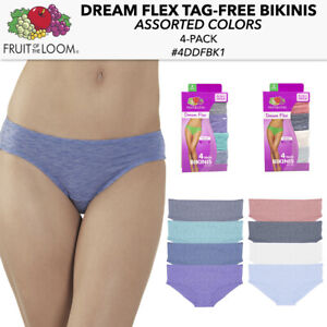 Fruit of The Loom 4 Pack Ladies Tag Free Dream Flex Bikinis