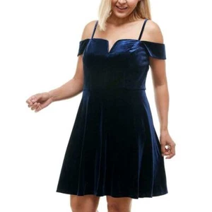 Vestido City Studio Mini Cóctel Talla Plus 18W Azul Marino Elastizado Terciopelo Nuevo con Etiquetas Fu404 - Imagen 1 de 3