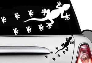 2x Gecko 20x7cm Auto Aufkleber HAWAII Sticker Tattoo Gekko HIBISKUS  Eidechse - Picture 1 of 2