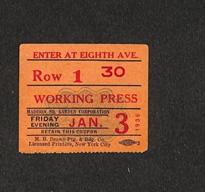 3 GENNAIO 1936, DISCORSO DEL PRESIDENTE ROOSEVELT @ MADISON SQUARE GARDEN, PASS STAMPA - Foto 1 di 2