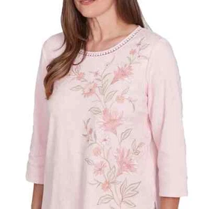 ALFRED DUNNER PLUS SIZE 3X TOP COMING UP ROSES 2025 FLORAL EMBROIDERED TOP NWT - Picture 1 of 2