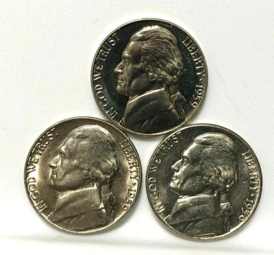1959 P D P Jefferson Nickel  Year set Proof & BU (3 Coin lot) - Image 1 of 4