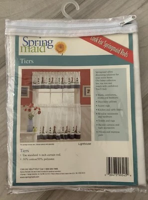 Lighthouse Sailboat Tiers Curtains By Springmaid One Pair 60” X 36” New - Image 1 of 2