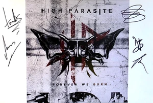 High Parasite HAND Signed presentation size A4 on glossy print by the band - Imagen 1 de 13