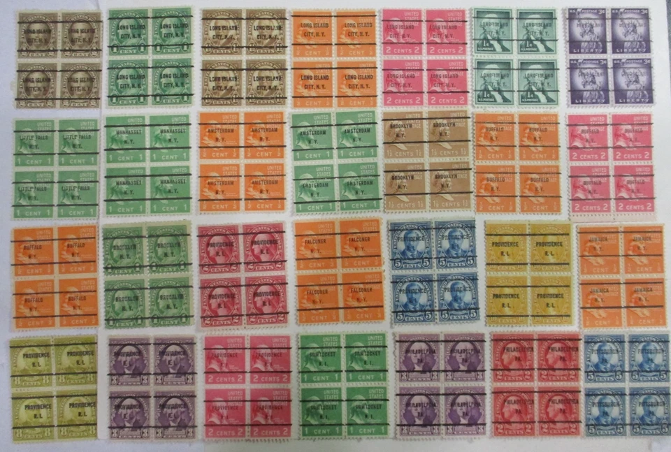 Precancel  (28) DIFF "BUREAU  PRECANCEL  BLOCKS of 4   PSS & Sc# MIXED " - Image 1 of 1