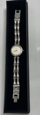 Ecclissi Sterling Silver Bamboo Link Ladies Wrist Watch Model 31450 New Battery - Image 1 of 4