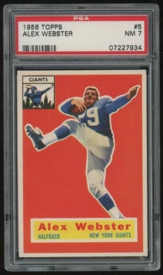 1956 Topps Alex Webster Rookie #5 PSA 7 - New York Giants - RC - Image 1 of 2