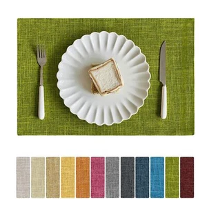 Faux Linen Placemats Set of 4-12 x 18 Inch Heat Resistant Double Layered Dura... - Picture 1 of 7