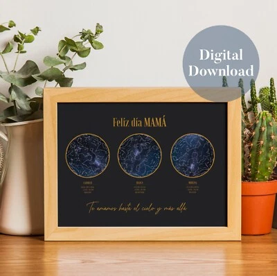 Personalized Star Map Sky Digital Download Printable Gift Father's Mother's day - Image 1 of 4