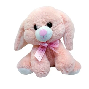 Kellytoy Pink Bunny Rabbit Plush stuffed 9" pink polkadot bow ribbon Easter - Picture 1 of 6