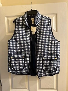 New Andrea Jovine Women Navy Off White Quilted Vest XLarge - Picture 1 of 5
