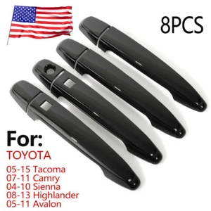 For Highlander Tacoma Camry Sienna Gloss Black Side Door Handle Covers Trim - Picture 1 of 4