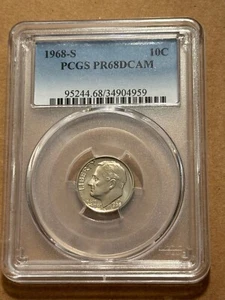1968-S Roosevelt Dime PCGS PR68DCAM - Picture 1 of 2