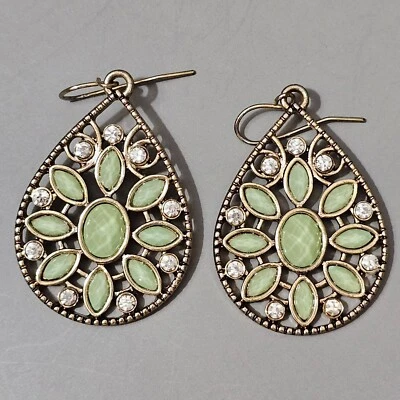 Серьги грязь морской пены зеленый цвет камни и стразы проволока - Изображение 1 из 4