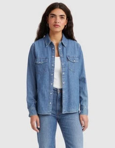 Levi’s Essential Western Shirt Going Steady Size L Blue - Picture 1 of 13