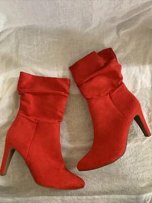 Botas para mujer Big Buddah rojas talla 10 tacones punta cierre de cremallera Foto 1 de 4