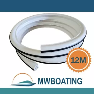 12 Metres 40mm Coex White with Black Strip Gunwale Rubber - Gunnel Gunwhale 12M - Picture 1 of 9