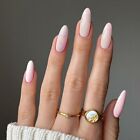 24Pcs/Box French Style Hollow Heart Nails Mid-Length Press On Nails  Girl
