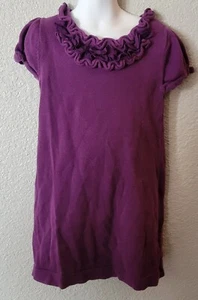 Cherokee Girl 5T Sweater Dress Short Sleeve Ruffle Neck Pullover Stretchey - Picture 1 of 6