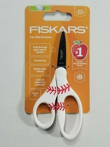 New Fiskars Baseball Themed 5 Inch Kids Scissors Ages 4+ - Picture 1 of 2