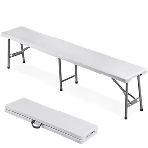 6 Feet Plastic Folding Bench Portable in/Outdoor Camping Dining Seat White - Picture 1 of 19