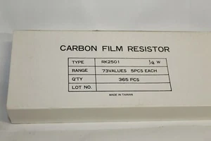 CARBON FILM RESISTORS RK2501 1/4 W 365 PCS 1 OHM TO 1 MEG OHM 5 PCS EA - Picture 1 of 5