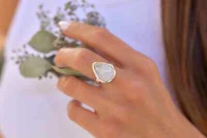 Träne Mondstein Ring, 925 Sterling Silber Jubiläum Geschenke Ring Schmuck - Bild 1 von 8
