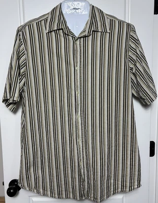 King 尺码短袖纽扣剥落衬衫-男式 XL 高 XLT — 第 1/4 张图片