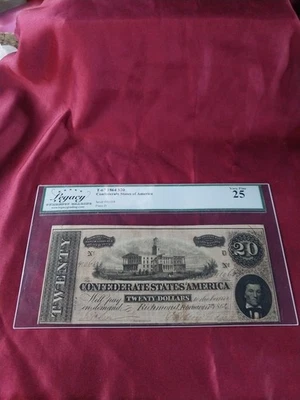1864 20 Dollar Note Confederate States of America Richmond Currency VF25 - Image 1 of 4