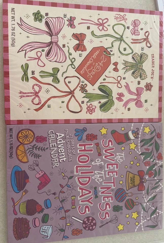 Trader Joes Navidad Chocolate Golosina Calendario de Adviento para Familias Conjunto de 2 Foto 1 de 1