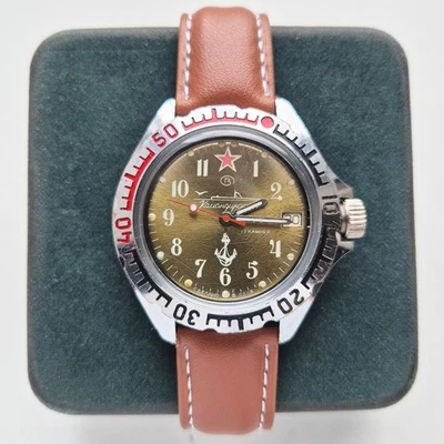Relógio raro URSS Vostok wostok original komandirskie 2414A mostrador das tropas da marinha - Imagem 1 de 4