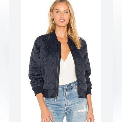 NUEVO $485 Vince Chaqueta Bomber Acolchada Cremallera en Azul Costal Azul Marino XS Foto 1 de 4