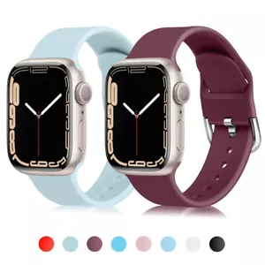Smartwatch Silicone Band iWatch Strap Accessories For Apple Watch 7 6 5 4 3 SE - Picture 1 of 22