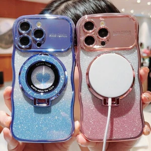 Hülle für iPhone 16 15 14 Pro Max 13 12 Beschichtung Glitzer Magsafe Ring Halter Cover - Bild 1 von 18
