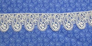 Venice Lace 1 9/16" (40mm) Paisley Style Ivory 3 Yards - Picture 1 of 2
