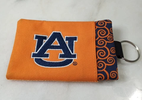 AUBURN UNIVERSITY TIGERS Keychain Purse Combo Logo Moisture Resistant Polyester Cover