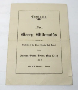 1909 Placer County High School Theatre Program "The Merry Milkmaids" Auburn CA - Picture 1 of 4