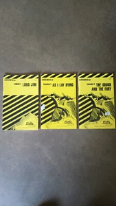 Cliffs Notes Set of 3 The Sound and the Fury, As I lay Dying, and Lord Jim - Picture 1 of 2
