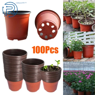100PCS Plastic Plant Flower Pots Nursery Seedlings Pot Plant For Home Garden US - Image 1 of 4